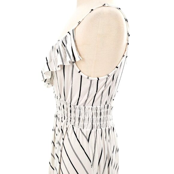 Express Dress Striped Ruffle Hi-Lo Cutout Open Back Summer Midi Maxi Sleeveless - Picture 9 of 14